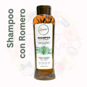 Shampoo con Romero Anyeluz, con extracto de cebolla, ácido hialurónico y romero por dentro. acelera el crecimiento, da brillo y sedosidad.